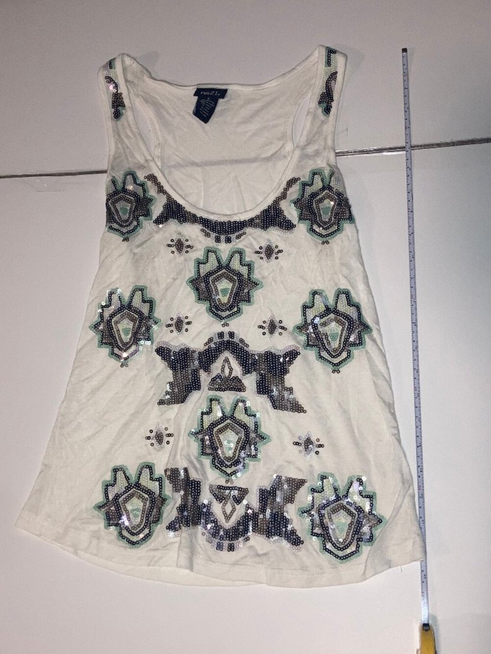 Rue21 Sequin Embellished White Tank Top Small RN 70829